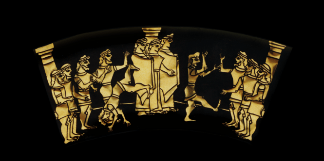 Outer Ring: ACROBATS JOIN THE ACTION. From the Shield of Achilles by Kathleen Vail  © All Rights Reserved