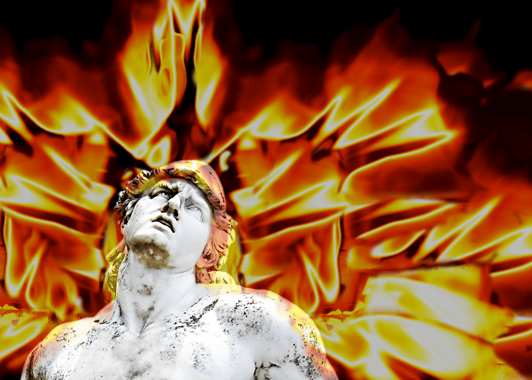 Achilles' Head Bursts Into Flame. [Iliad 18.204-214] By K. Vail. Source: Wikimedia Commons