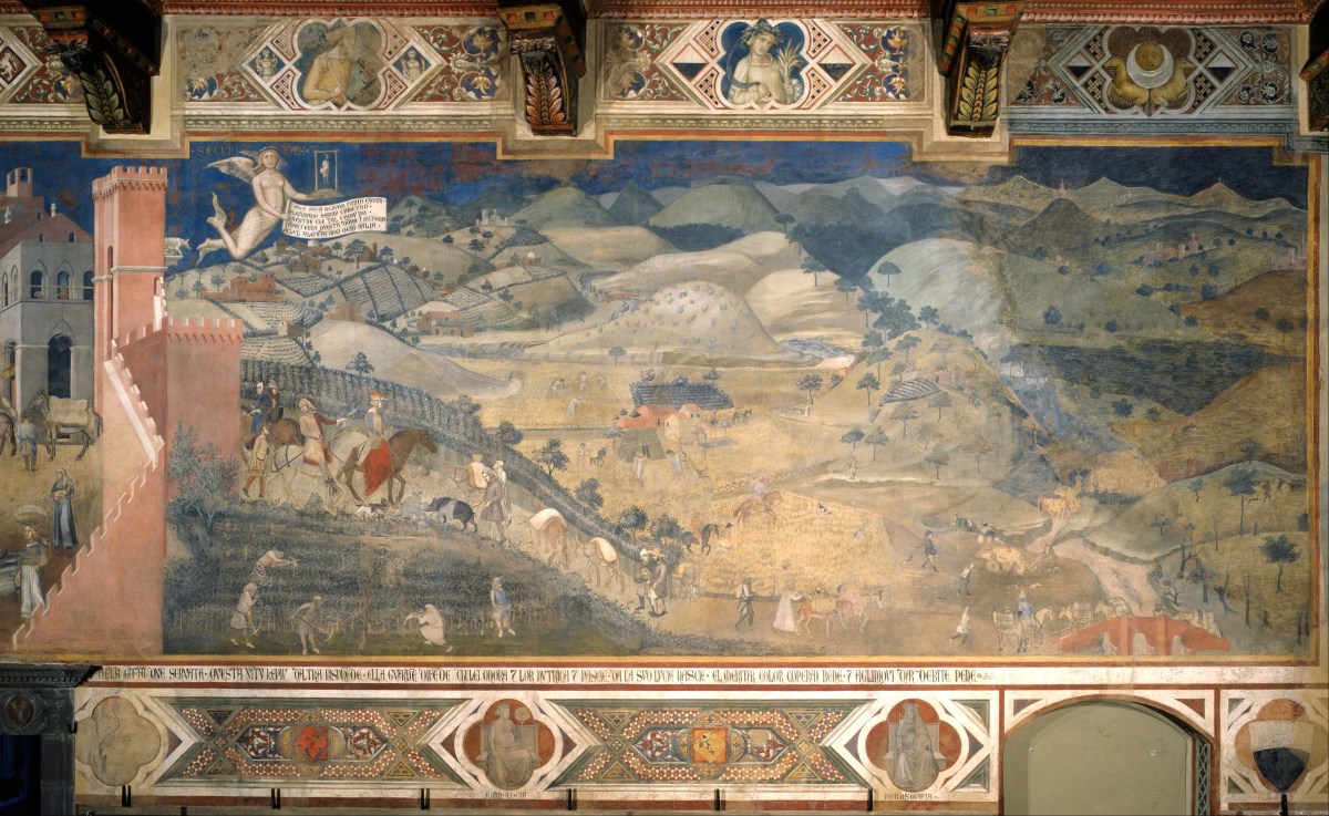 Detail View of open, fertile landscape within "The Effect of Good Government on the City." Source: Wikimedia Commons