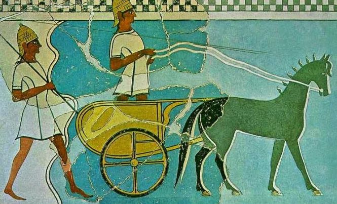 Mycenaean Chariot from Pylos Fresco. Source: ΙΣΤΟΡΙΑ Α΄ ΓΥΜΝΑΣΙΟΥ 