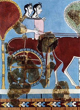 Lovely Tiryns Chariot Fresco. Source: Wikimedia Commons
