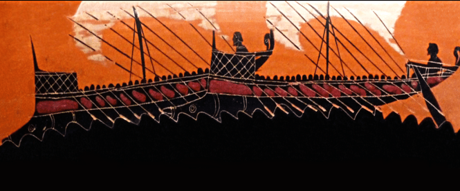 Attic Black-Figure Krater, ca. 6th cent. BCE depicting two ancient Greek ships. Source: Wikimedia Commons