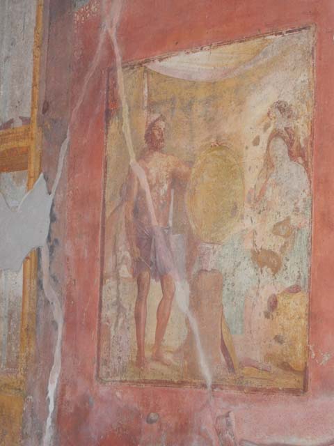 Thetis Receiving the Shield of Achilles, ca. 68 CE, restored fresco from the House of Vedius Siricus and Vedius Nummianus, Pompeii. Source: © Buzz Ferebee / Pompeiiinpictures.com
