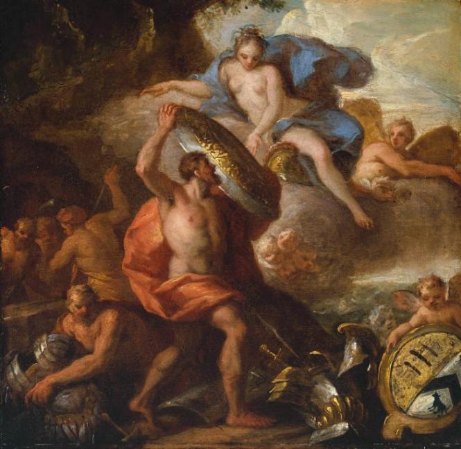 Thetis Accepting the Shield of Achilles from Vulcan, painting by Sir James Thornhill, ca. 1710. Source: © Tate.org.uk (for non-commercial use only)
