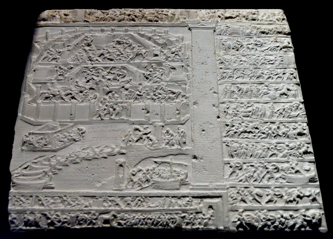 Carved and captioned scenes from the Trojan War on a tablet known as the Capitoline Tabula Iliaca, ca. 15 BCE, now in the Capitoline Museum in Rome. Source: Wikimedia Commons