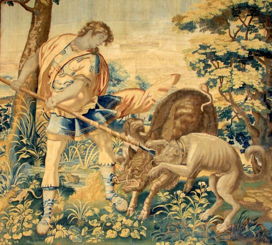 Modello for a Tapestry with Odysseus Hunting a Boar by a Brussels workshop, 17th century CE. Source: Wikimedia Commons