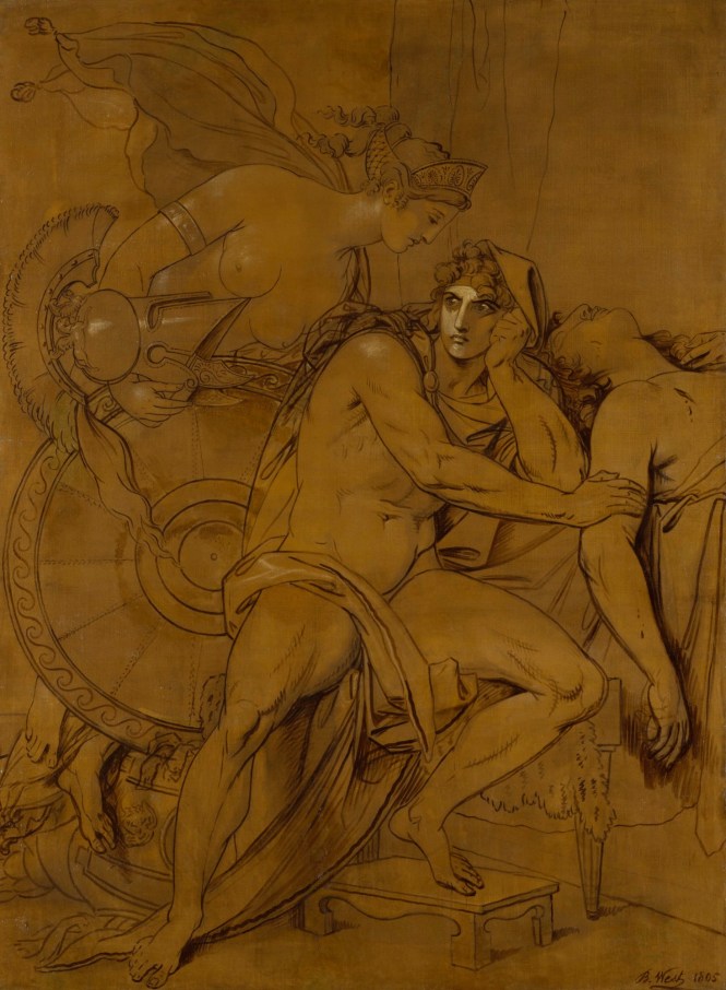 Thetis bringing the Armour to Achilles, 1805 Study Drawing by Benjamin West. Source: Non-Commercial Use Only copyright Royal Academy